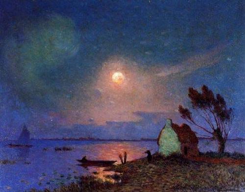 unknow artist Pont-Aven in the Moonlight Sweden oil painting art